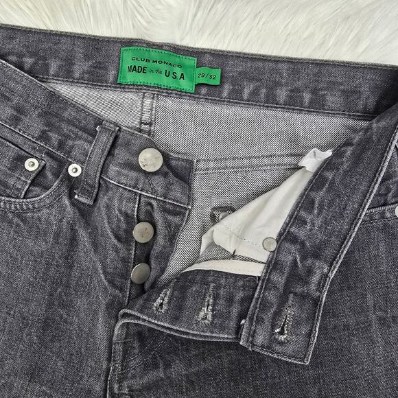 Club Monaco Selvedge Barrette Button Jeans Men 29 x 32 Grey Wash Made In USA - Picture 4 of 12